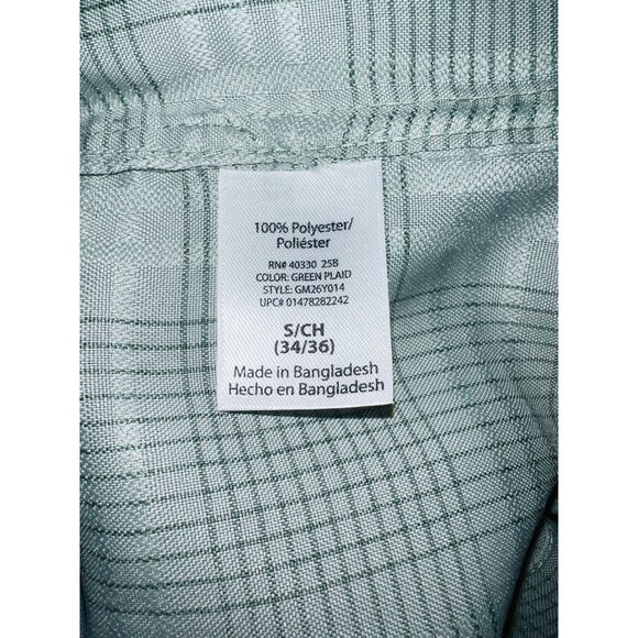 George Mens Green Plaid Short Sleeve Button-Down Shirt Small (34-36) - Picture 4 of 5